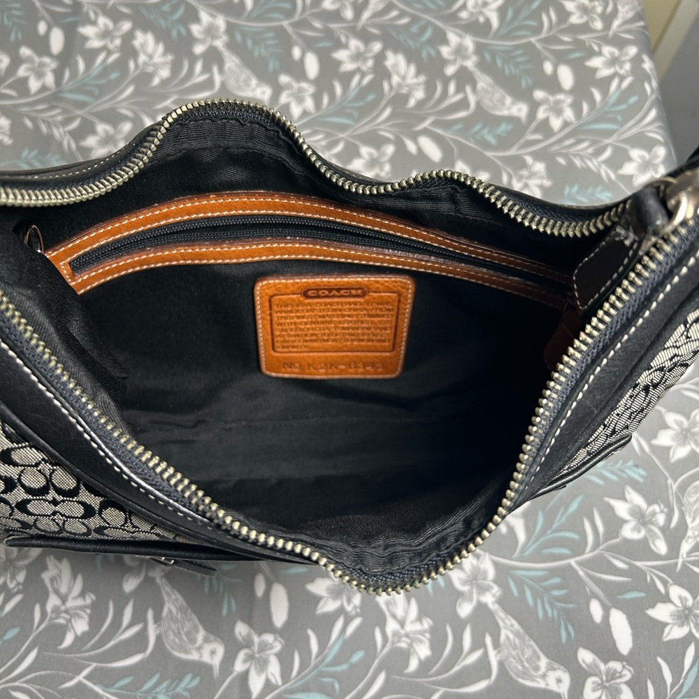 COACH Monogram Mini Signature Canvas + Leather Hobo Shoulder Bag #J2K - Picture 3 of 7